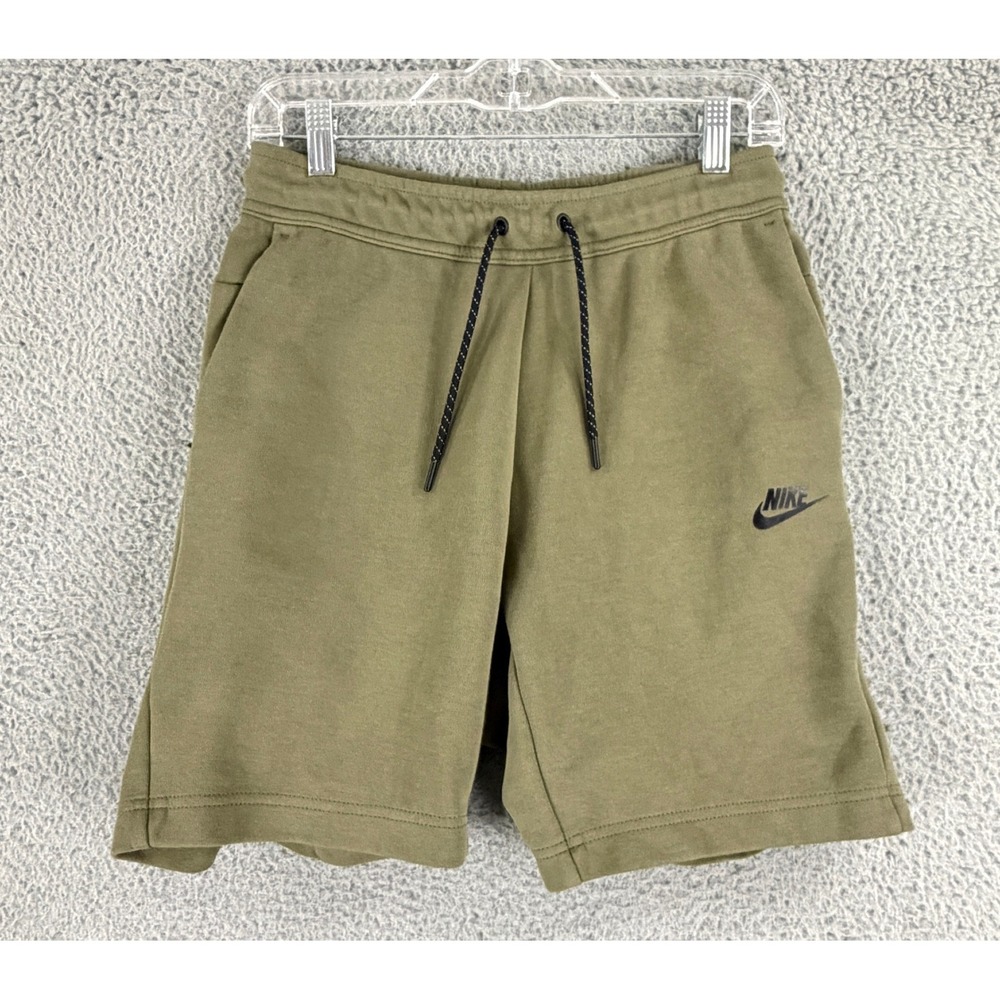 Nike Tech Fleece Shorts Mens XS Olive Green Black Zip Pocket CU4503-222